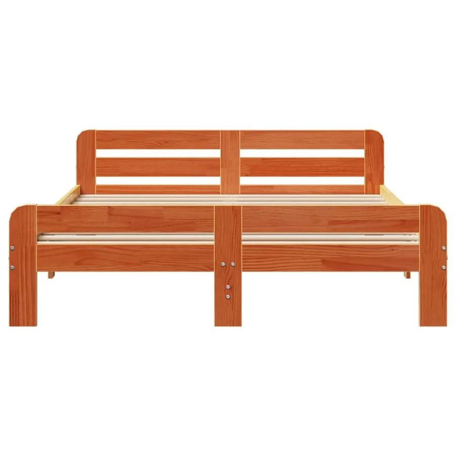 Cadre de lit sans matelas cire marron 140x200cm bois pin massif - 4