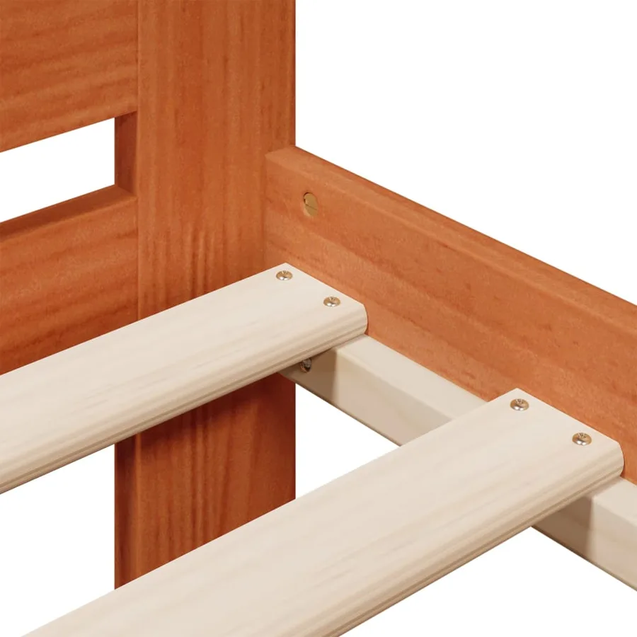 Cadre de lit sans matelas cire marron 140x200cm bois pin massif - 7
