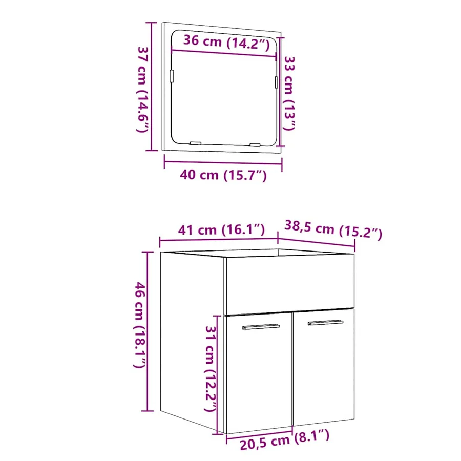 Ensemble de meubles de salle de bain 2 pcs chêne sonoma - 12