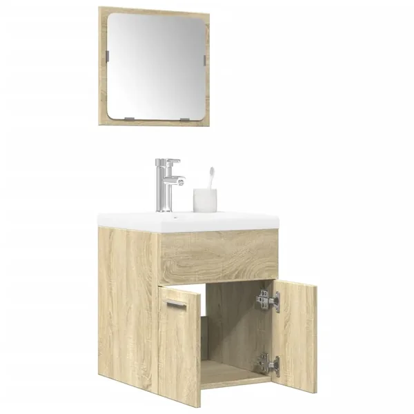 Ensemble de meubles de salle de bain 3 pcs chêne sonoma