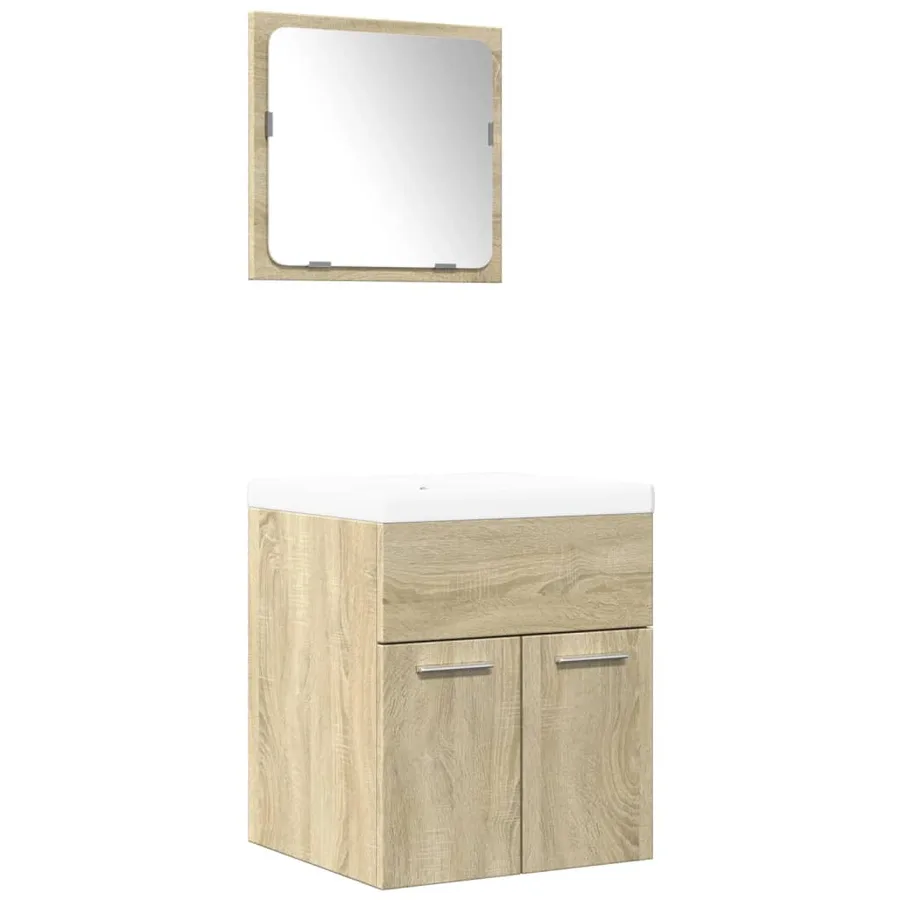Ensemble de meubles de salle de bain 3 pcs chêne sonoma - 2