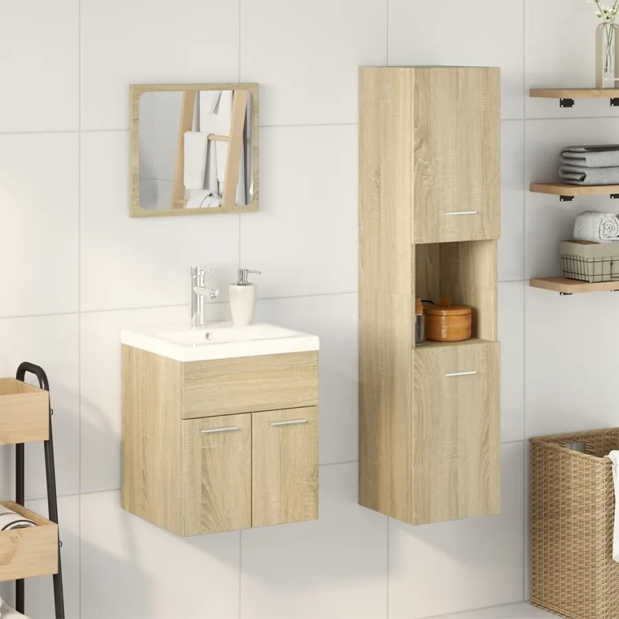 Ensemble de meubles de salle de bain 3 pcs chêne sonoma - 3