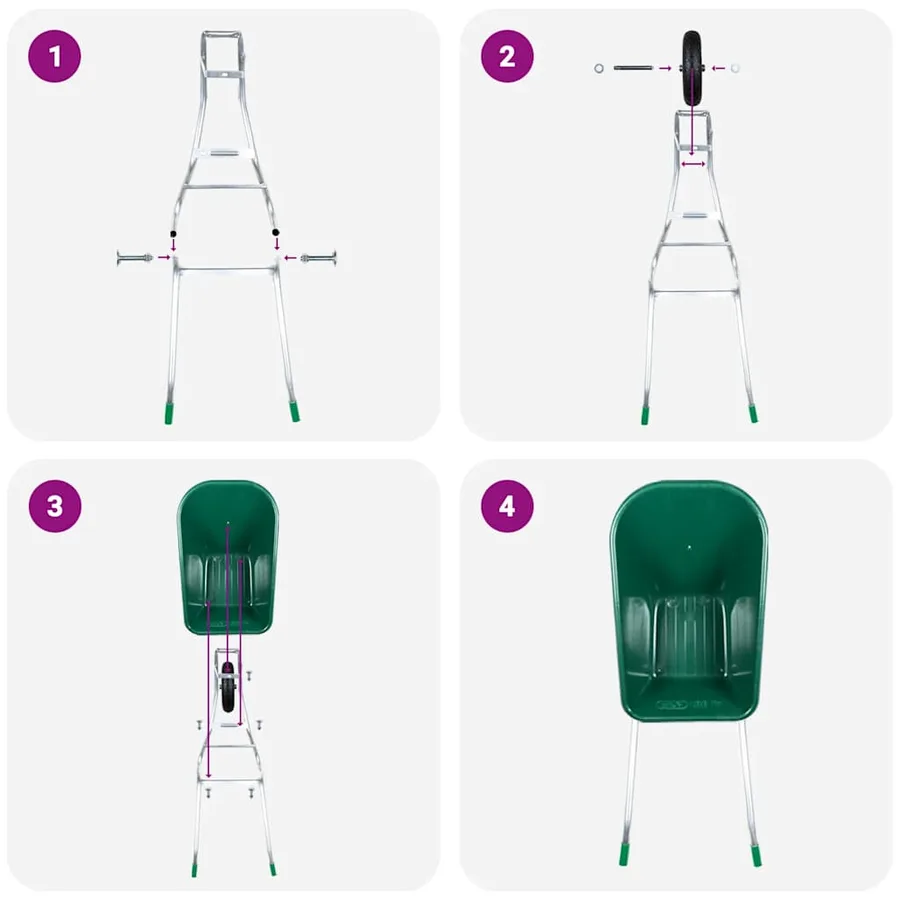 Brouette vert 90 L 150 kg acier galvanisé et plastique - 4
