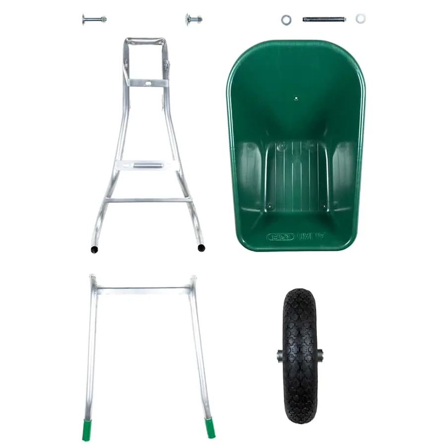 Brouette vert 90 L 150 kg acier galvanisé et plastique - 7