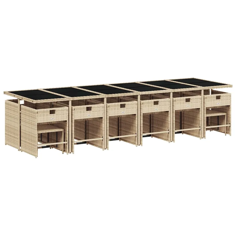 Ensemble à manger de jardin et coussins 17 pcs mélange beige - 3