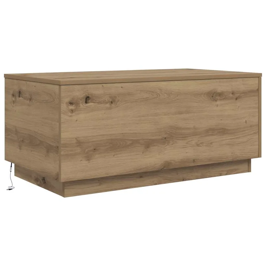 Table basse avec lumières LED chêne artisanal 90x50x40 cm - 9