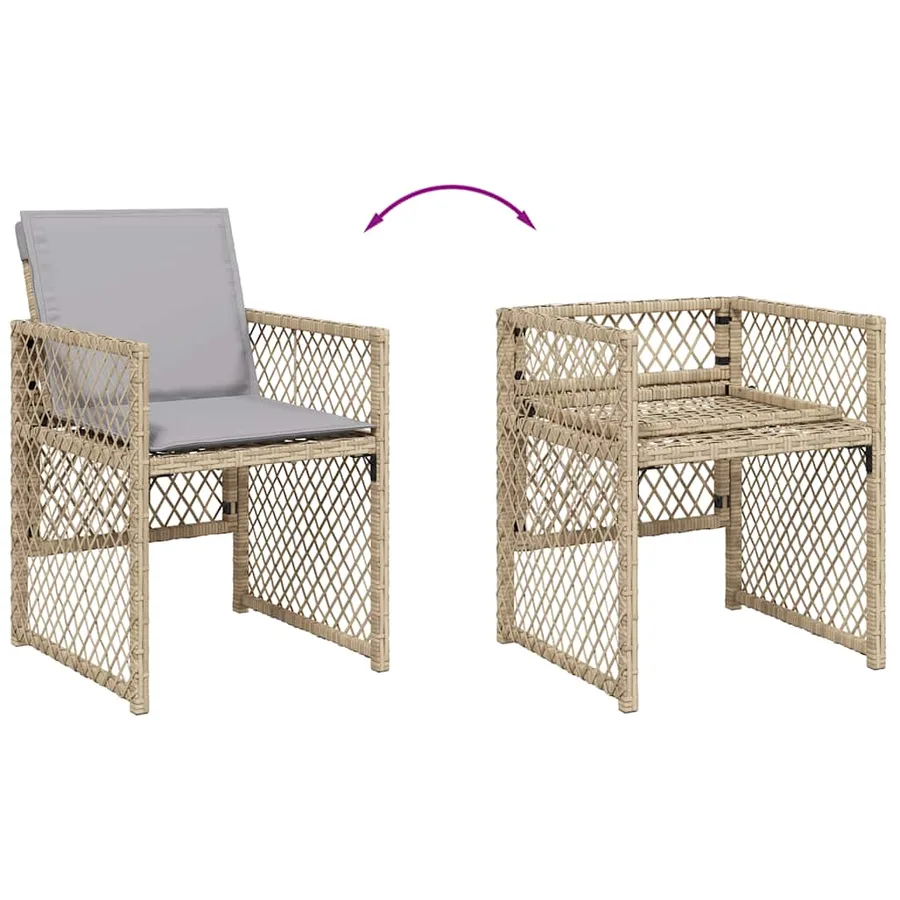 Ensemble à manger de jardin et coussins 15 pcs beige - 7