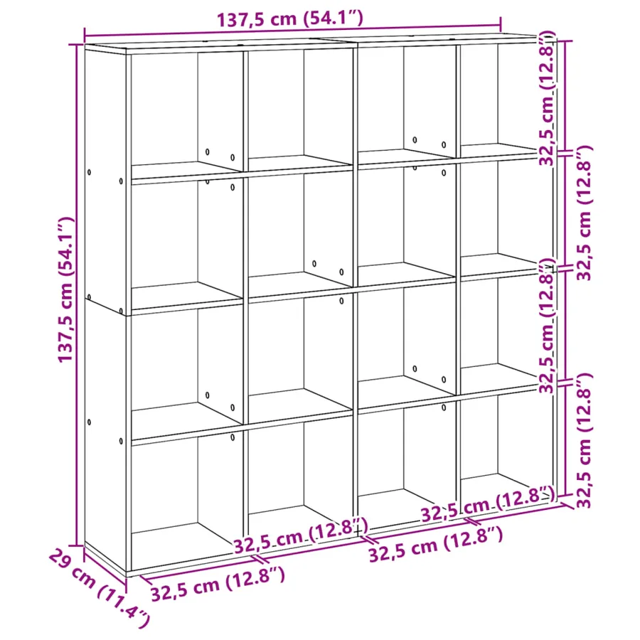 Bibliothèque chêne sonoma 137,5x29x137,5 cm bois d'ingénierie - 10