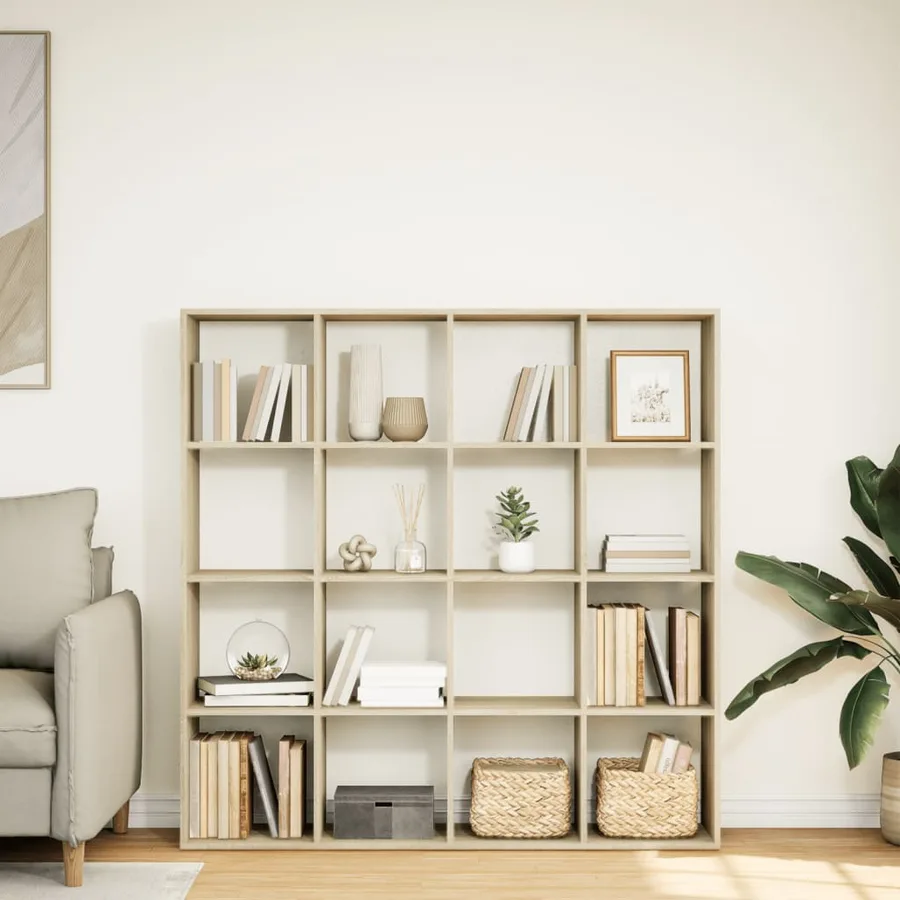 Bibliothèque chêne sonoma 137,5x29x137,5 cm bois d'ingénierie - 3