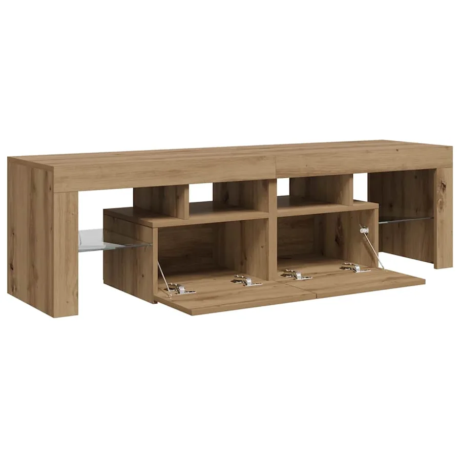 Meuble TV avec lumières LED chêne artisanal bois d'ingénierie - 10