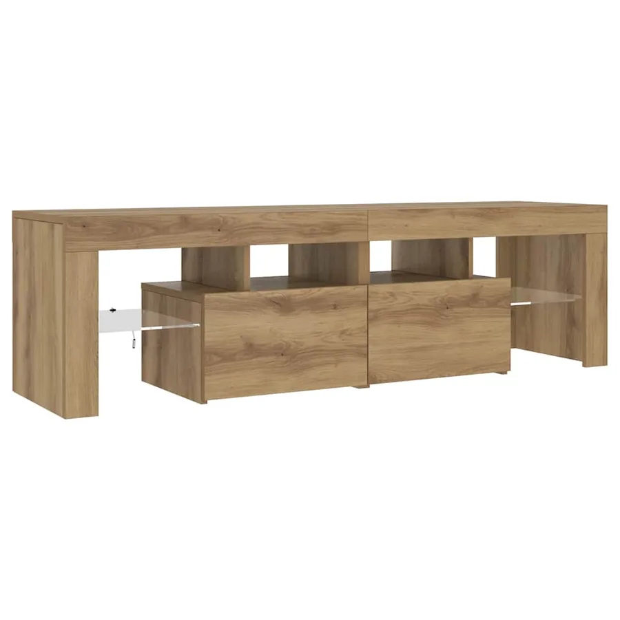 Meuble TV avec lumières LED chêne artisanal bois d'ingénierie - 6