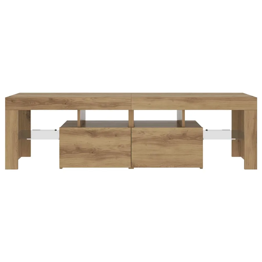 Meuble TV avec lumières LED chêne artisanal bois d'ingénierie - 7