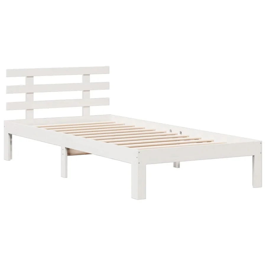 Lit bibliothèque sans matelas blanc 90x200cm bois de pin massif - 8