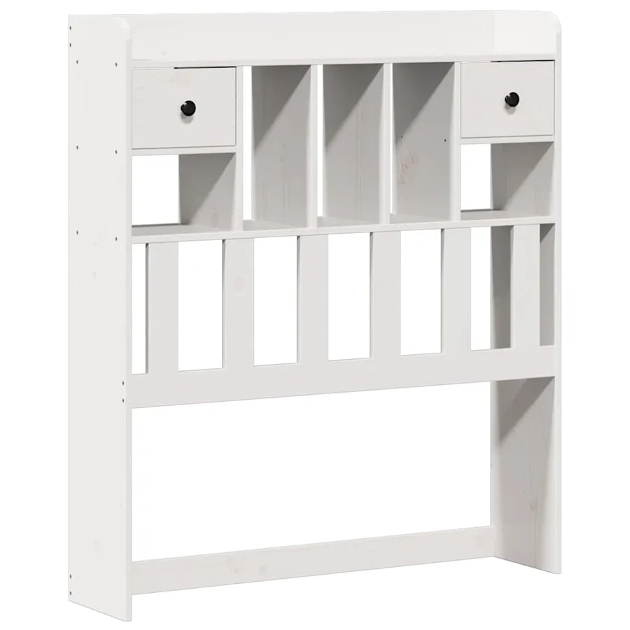 Lit bibliothèque sans matelas blanc 90x200cm bois de pin massif - 7