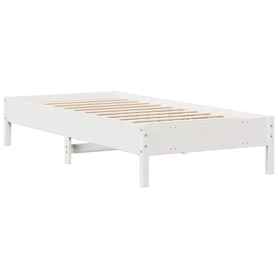Lit bibliothèque sans matelas blanc 90x200cm bois de pin massif - 8