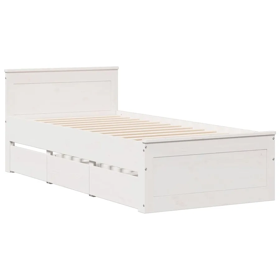 Lit bibliothèque sans matelas blanc 90x200cm bois de pin massif - 8