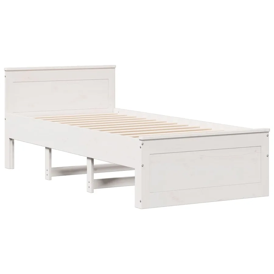 Lit bibliothèque sans matelas blanc 90x200cm bois de pin massif - 9