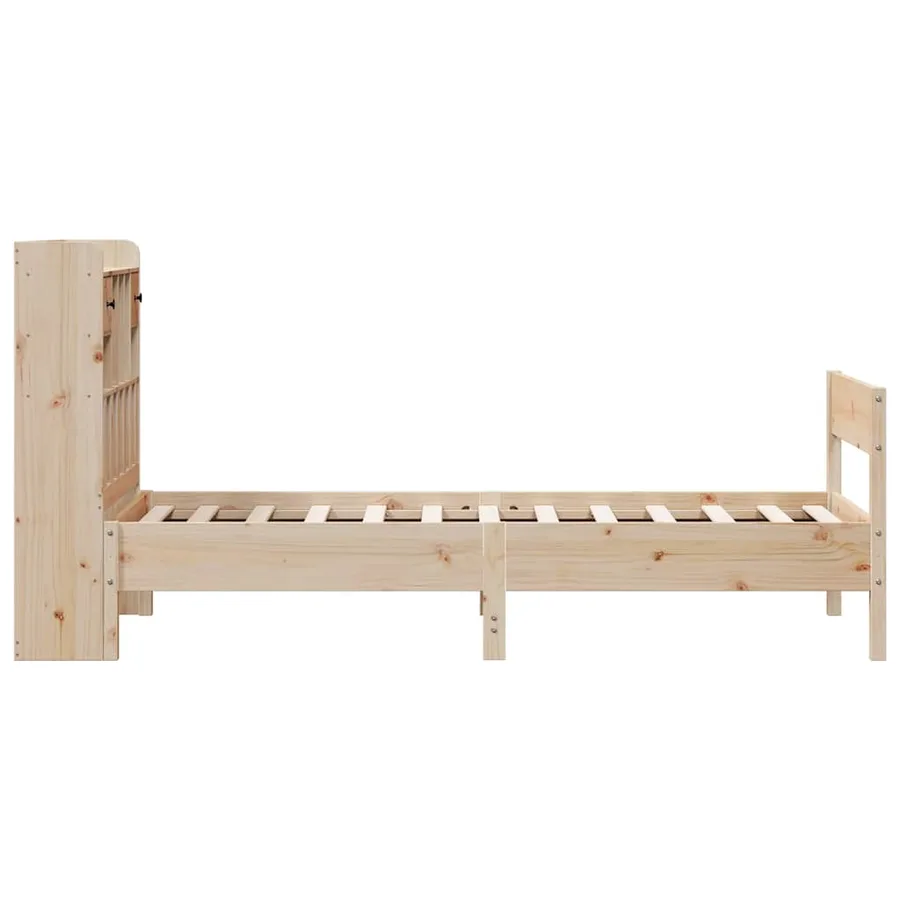 Lit bibliothèque sans matelas 90x190 cm bois de pin massif - 5