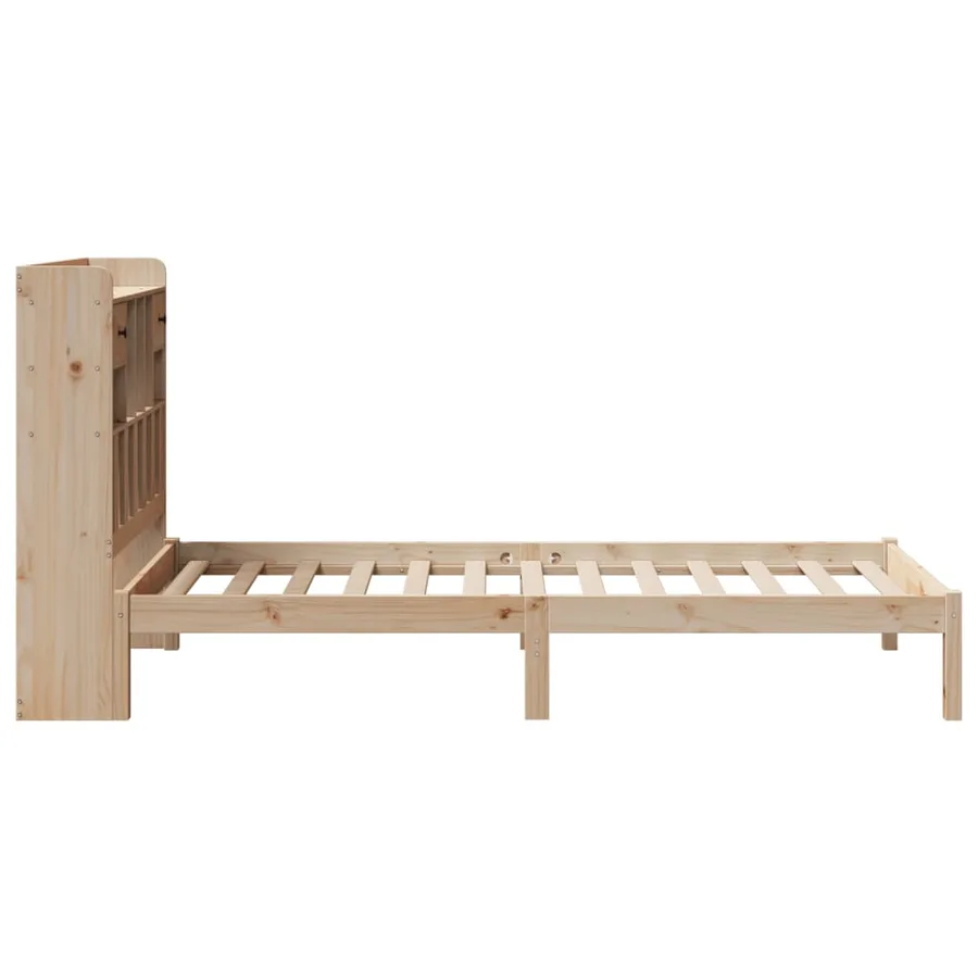 Lit bibliothèque sans matelas 90x200 cm bois de pin massif - 7