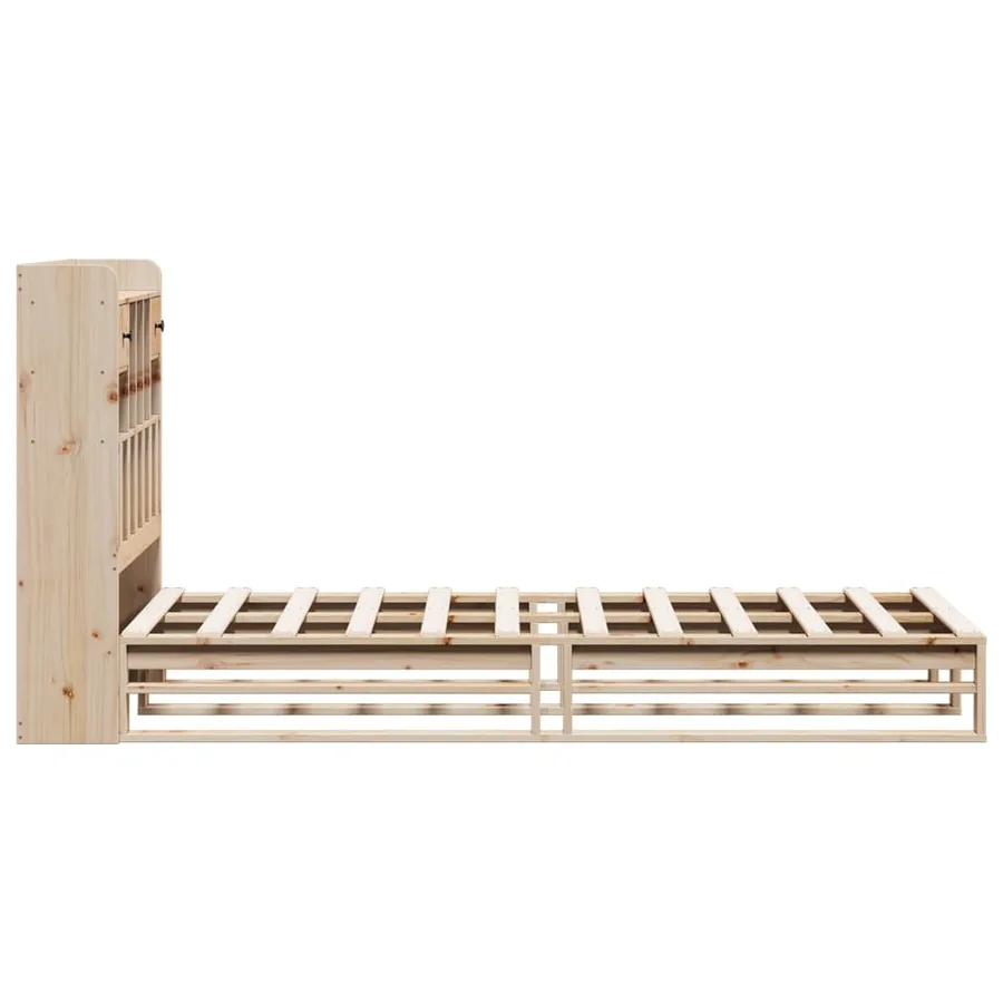 Lit bibliothèque sans matelas 90x190 cm bois de pin massif - 7