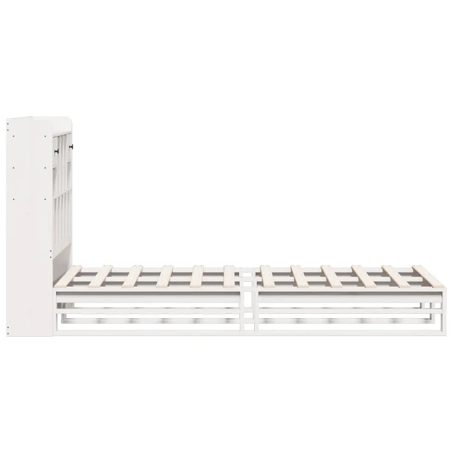 Lit bibliothèque sans matelas blanc 75x190cm bois de pin massif - 5