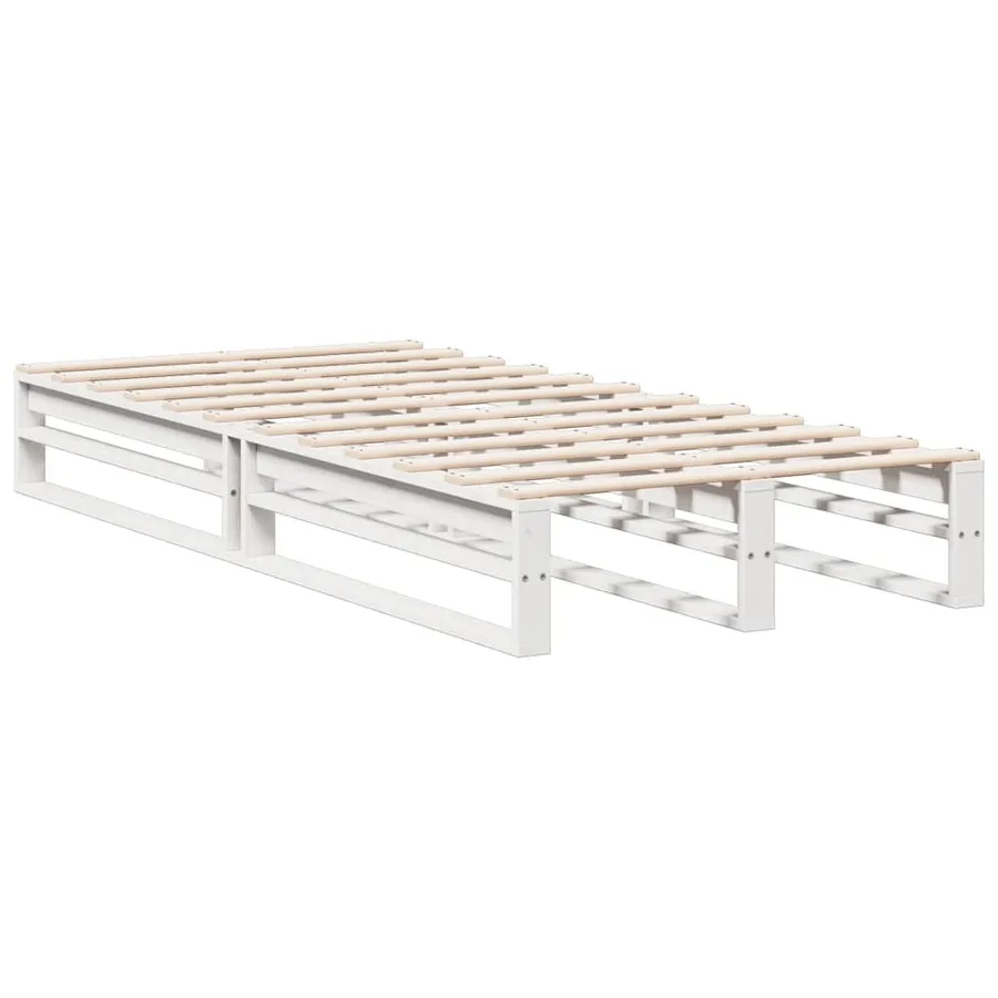Lit bibliothèque sans matelas blanc 75x190cm bois de pin massif - 8