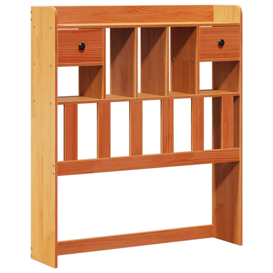 Lit bibliothèque sans matelas cire marron 100x200 cm pin massif - 6