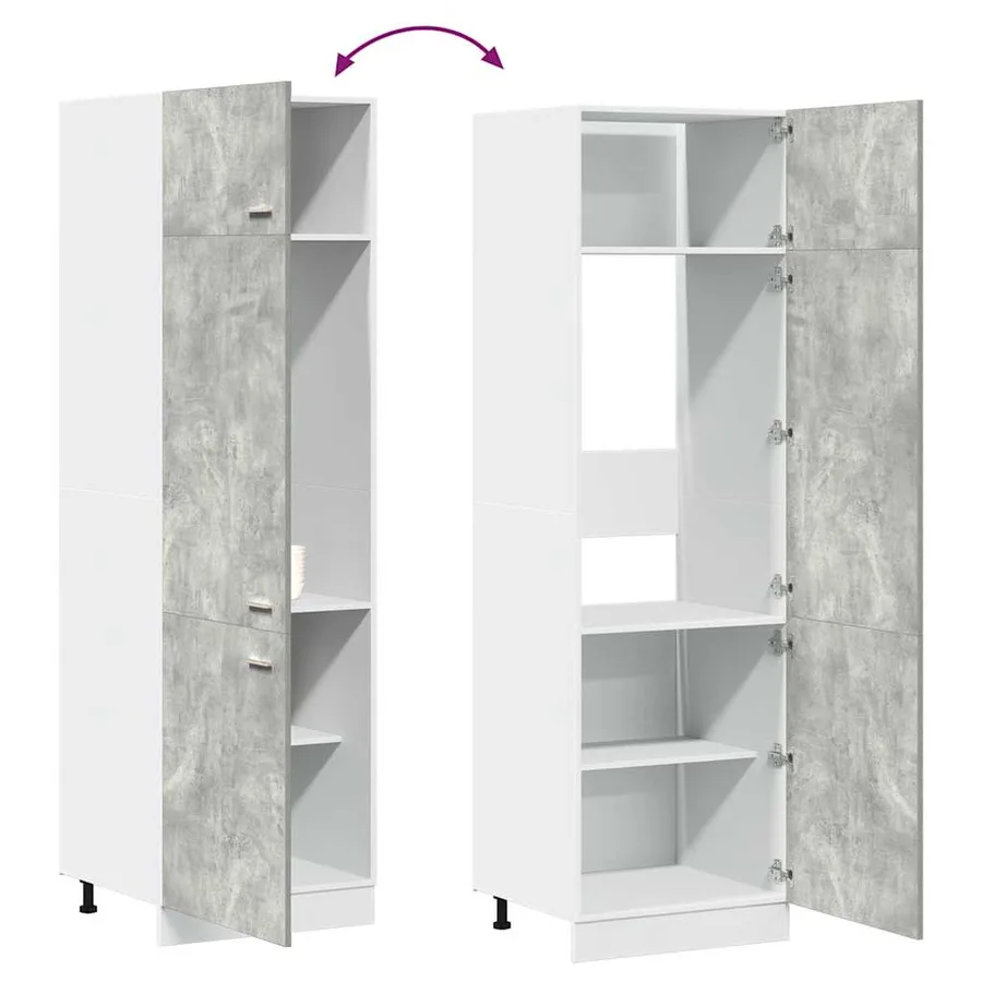 Armoire réfrigérée "Lyon" Gris béton 60 x 57 x 207 cm Bois d'ingénierie - 9