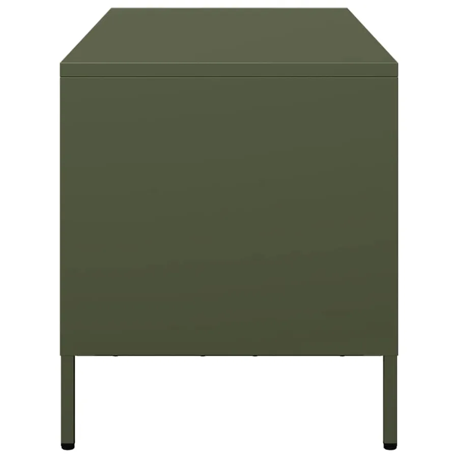 Meuble TV vert olive 101,5x39x43,5 cm acier laminé à froid - 6
