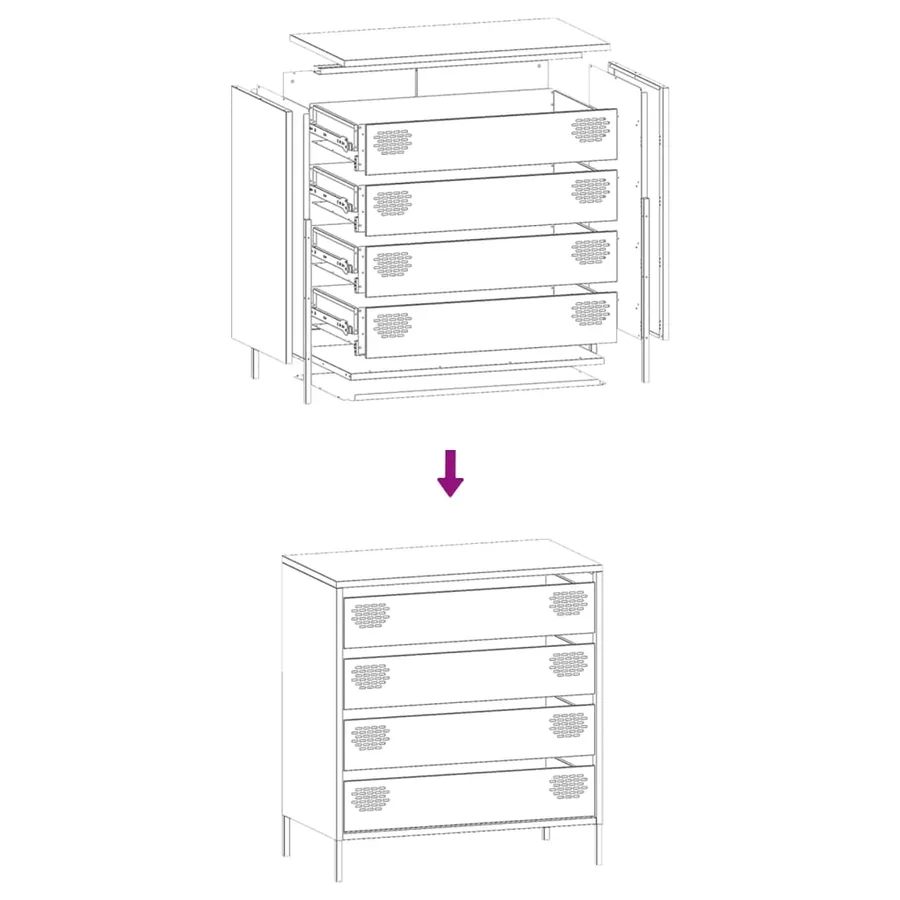 Buffet rose 68x39x73,5 cm acier laminé à froid - 11