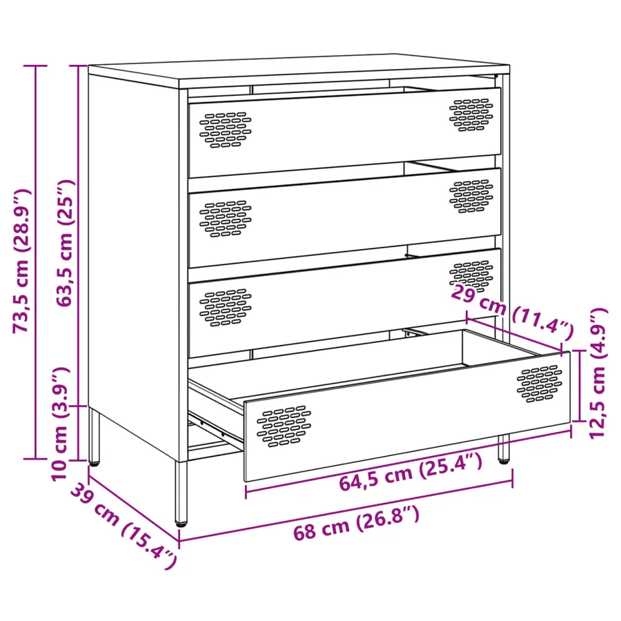 Buffet rose 68x39x73,5 cm acier laminé à froid - 13