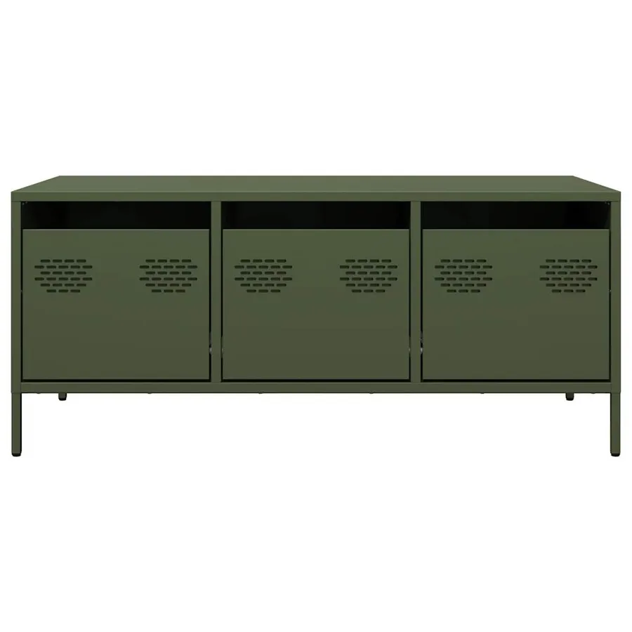 Table basse vert olive 101,5x50x43,5 cm acier laminé à froid - 4