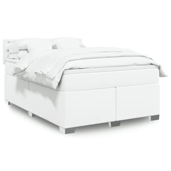 Sommier à lattes de lit avec matelas Blanc 160x200cm Similicuir