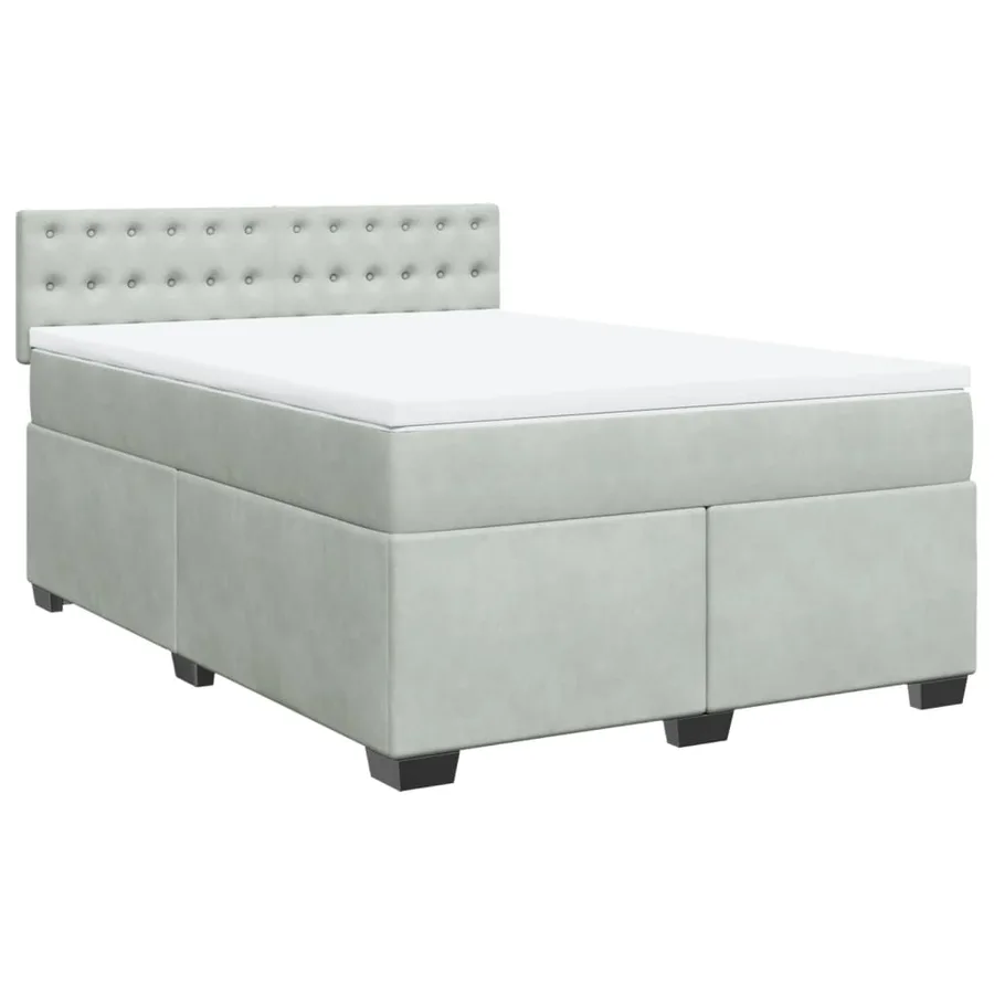 Sommier à lattes de lit et matelas Gris clair 140x200cm Velours - 3