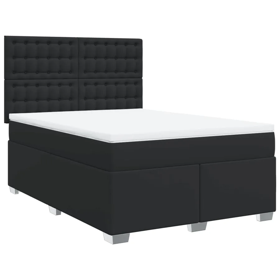 Sommier à lattes de lit avec matelas Noir 140x200 cm Similicuir - 3