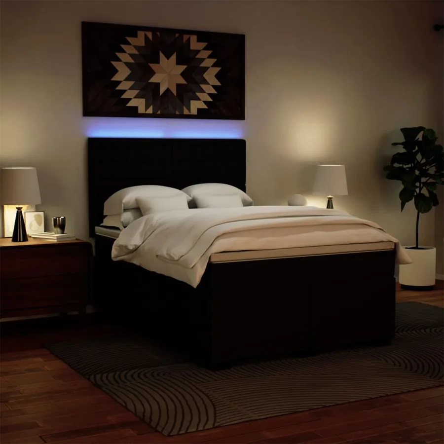 Sommier à lattes de lit avec matelas Noir 140x200 cm Similicuir - 5