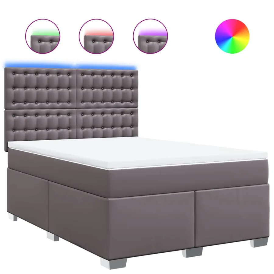 Sommier à lattes de lit avec matelas Gris 140x200 cm Similicuir - 2