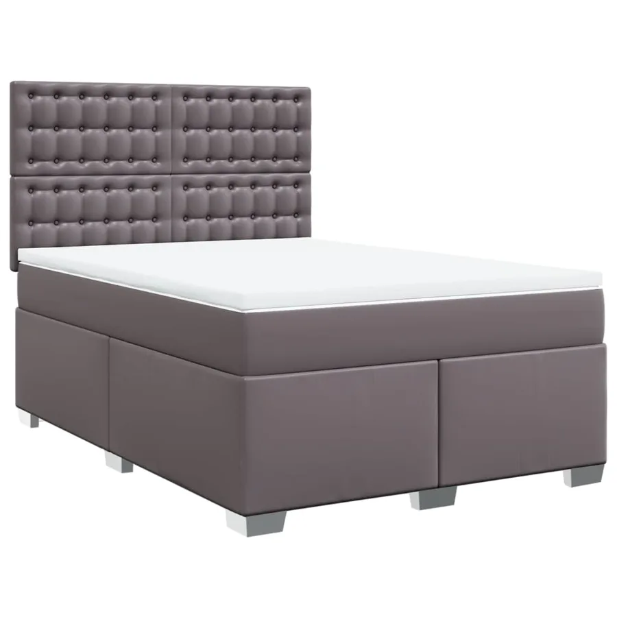 Sommier à lattes de lit avec matelas Gris 140x200 cm Similicuir - 3