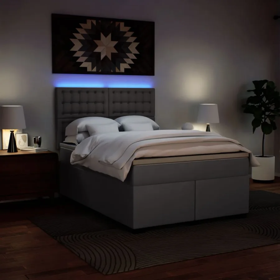 Sommier à lattes de lit avec matelas Gris 140x200 cm Similicuir - 5