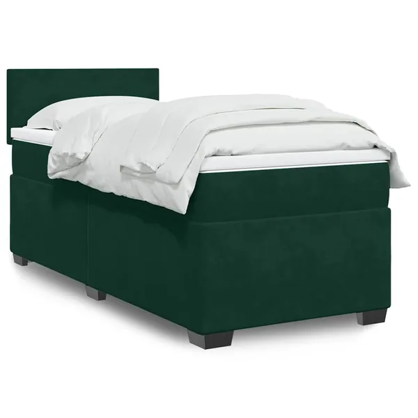 Sommier à lattes de lit avec matelas Vert foncé 90x200 cm