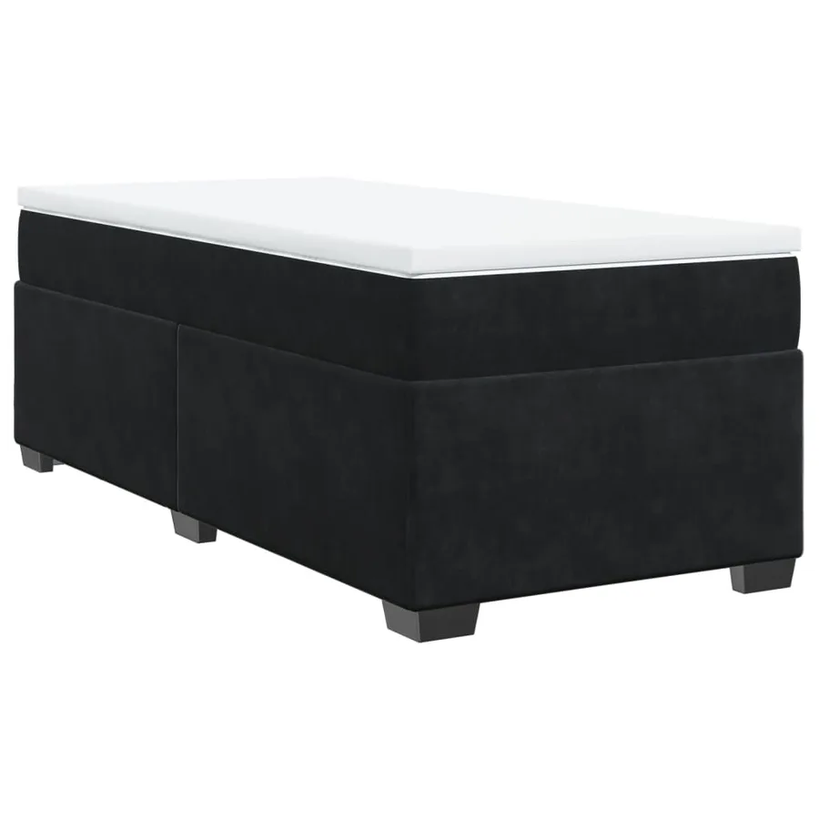 Sommier à lattes de lit avec matelas Noir 90x200 cm Velours - 9