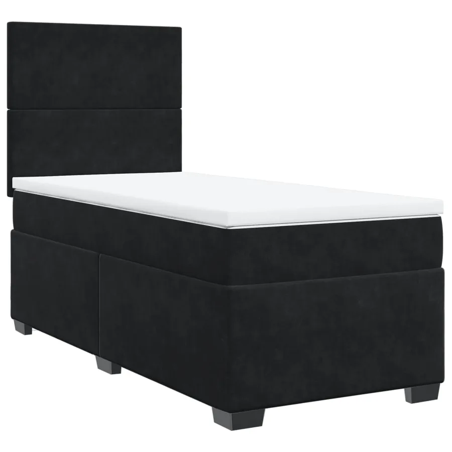 Sommier à lattes de lit avec matelas Noir 90x200 cm Velours - 2