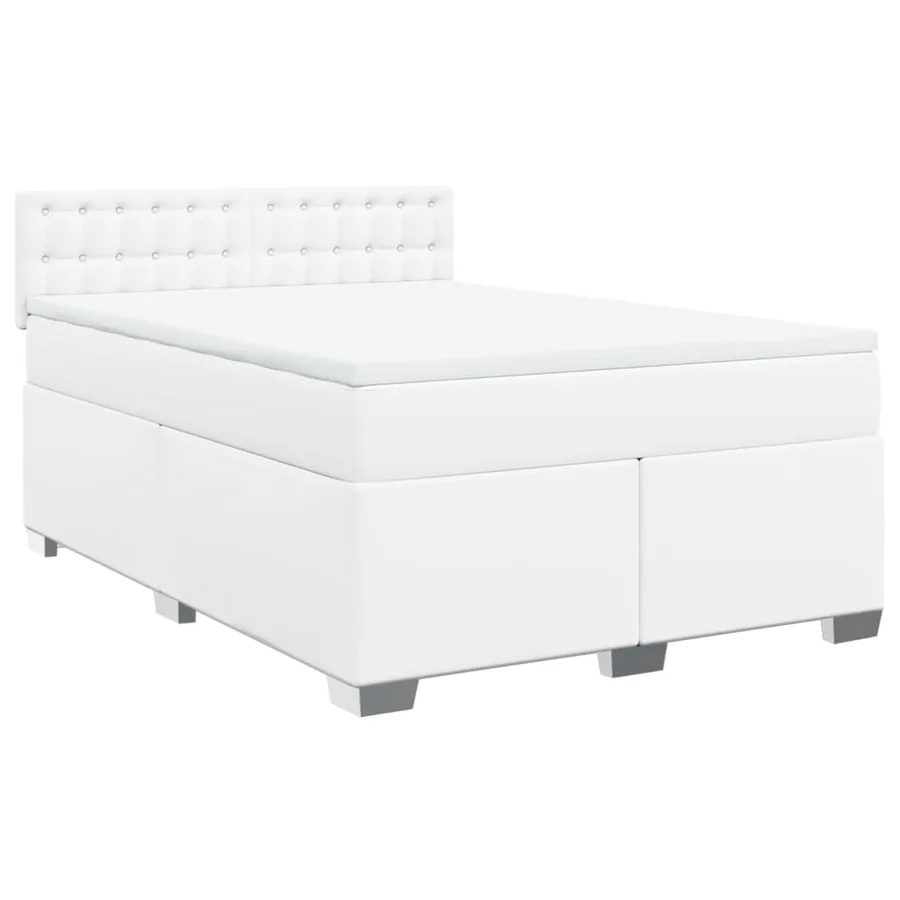 Sommier à lattes de lit avec matelas Blanc 160x200cm Similicuir - 2