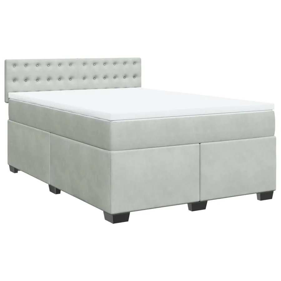 Sommier à lattes de lit et matelas Gris clair 140x200cm Velours - 2