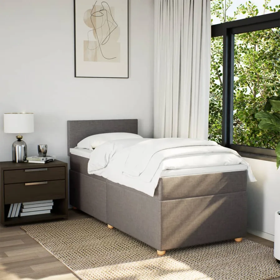Sommier à lattes de lit avec matelas Taupe 100x200 cm Tissu - 3