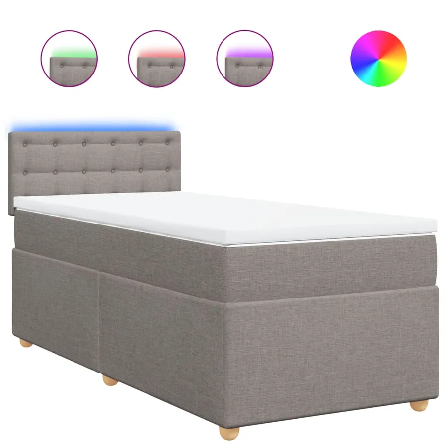 Sommier à lattes de lit avec matelas Taupe 90x200 cm Tissu - 2