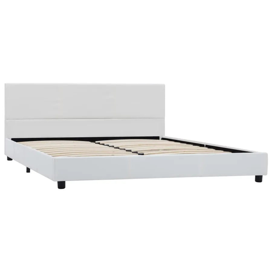 Cadre de lit sans matelas blanc similicuir 160x200 cm - 2