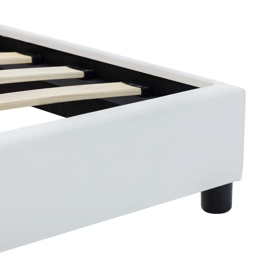 Cadre de lit sans matelas blanc similicuir 160x200 cm - 5