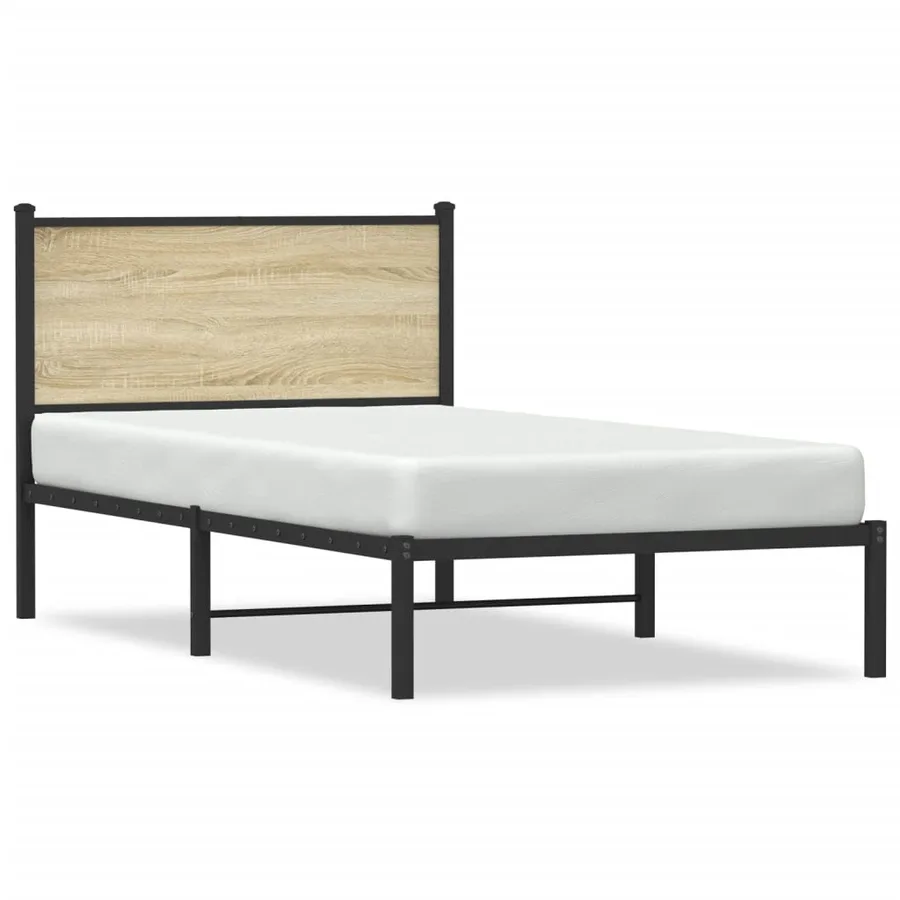 Cadre de lit en métal sans matelas chêne sonoma 107x203 cm - 2