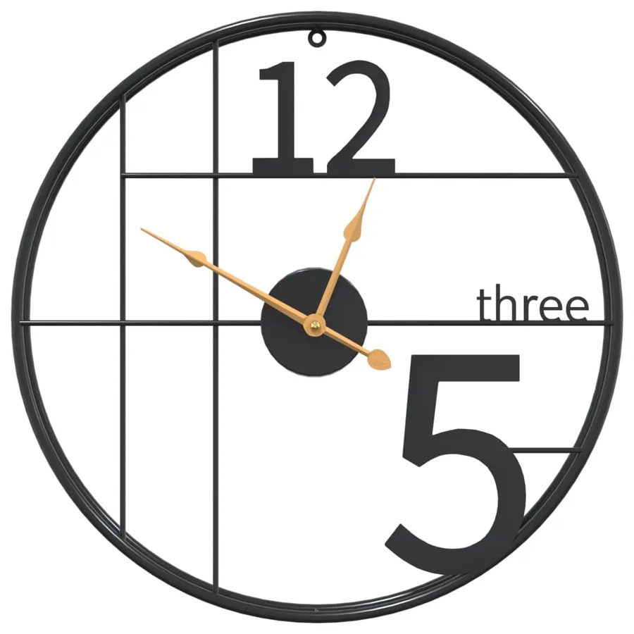Horloge murale noir Ø50 cm fer - 2